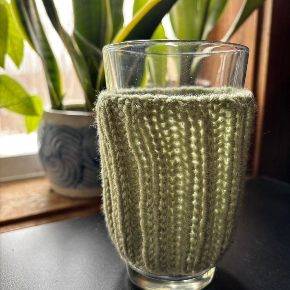 Hand knit coffee sleeve cozy